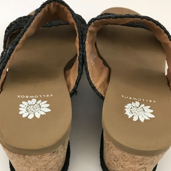 YELLOW BOX Wedge Platform Sandals Shoes Black Adalee Women’s Size 8 - Picture 8 of 16